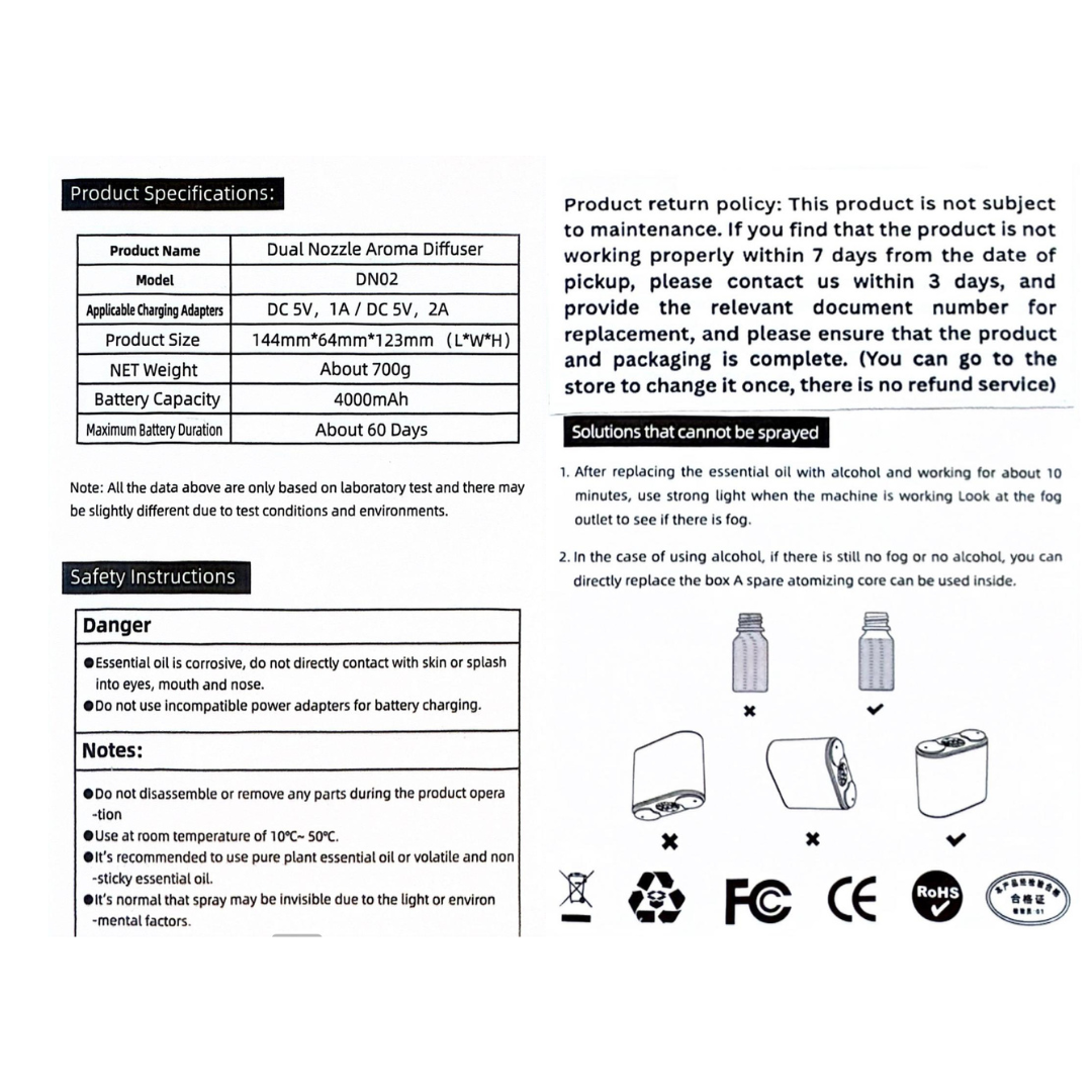 (For Purchase 5pcs essential oil redeem only) $298 Dual Nozzle Aroma Nebulizing Diffuser