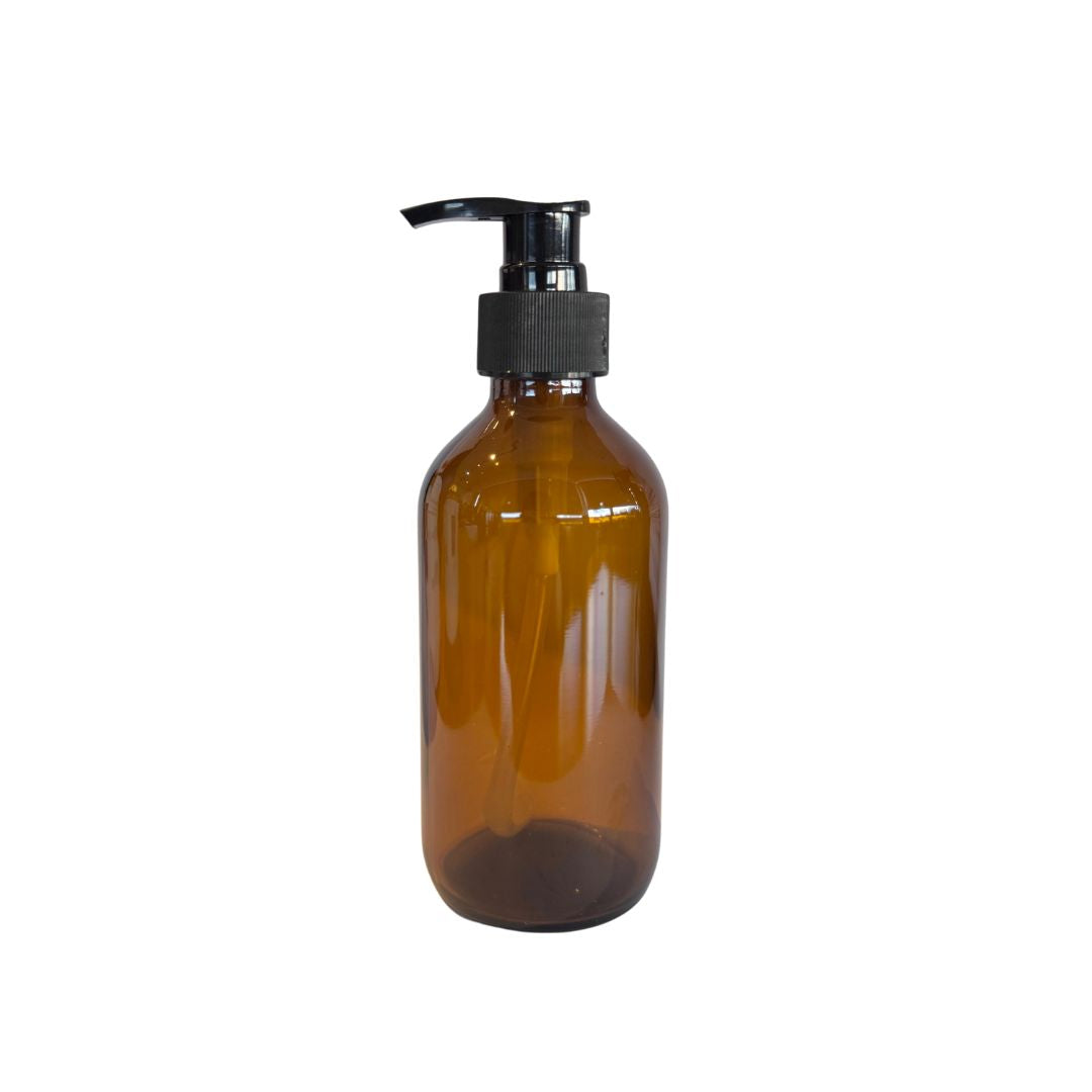 Amber Glass Bottle 200ml w/pump