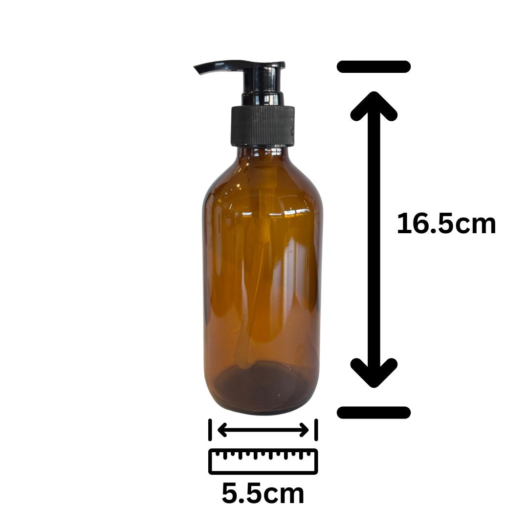 Amber Glass Bottle 200ml w/pump
